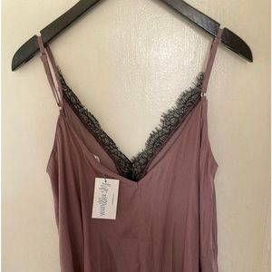 New with tag light eggplant colored camisole with black lace